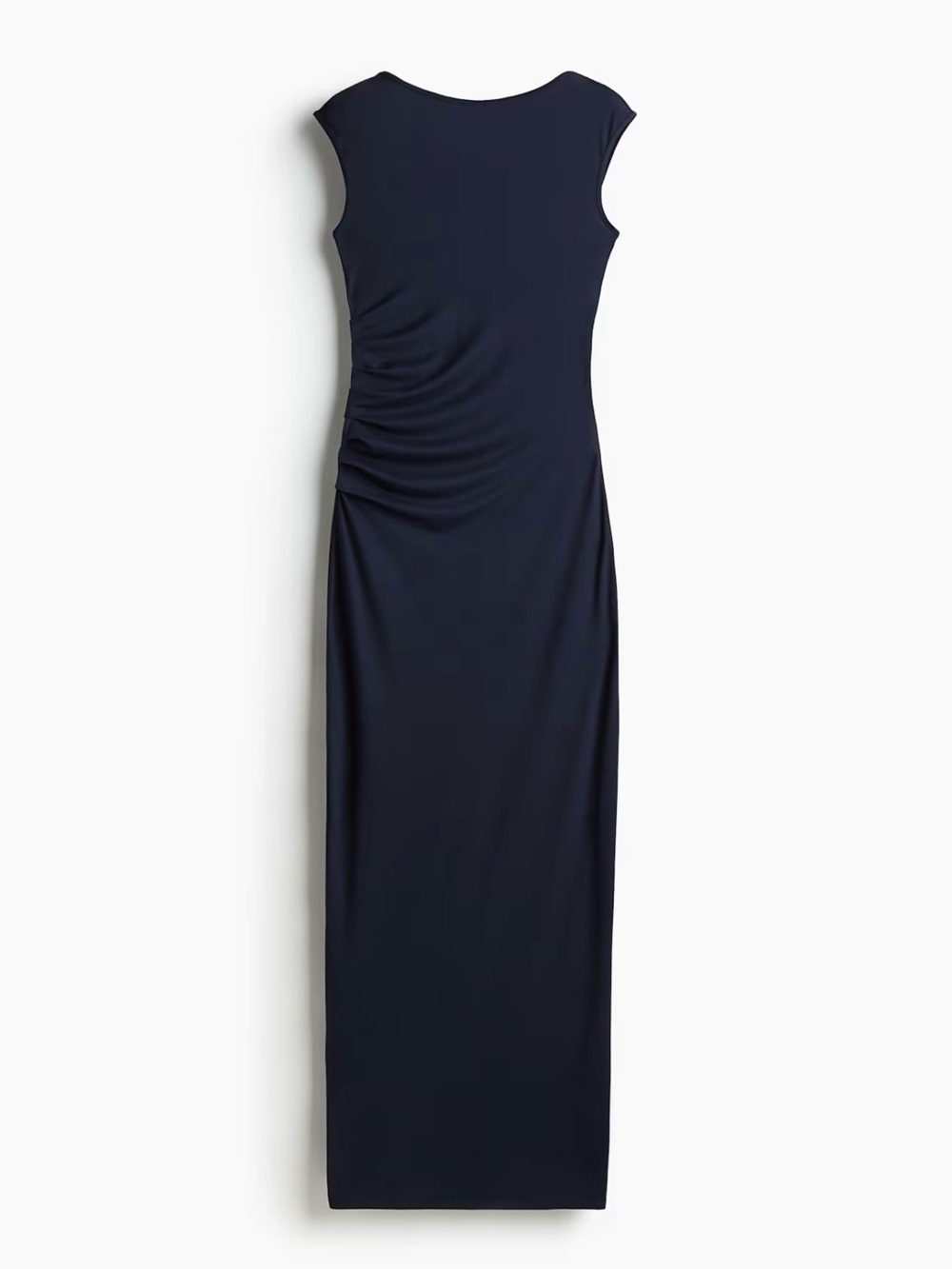 H&M Dark Navy Cap-Sleeve Ruched Maxi Dress